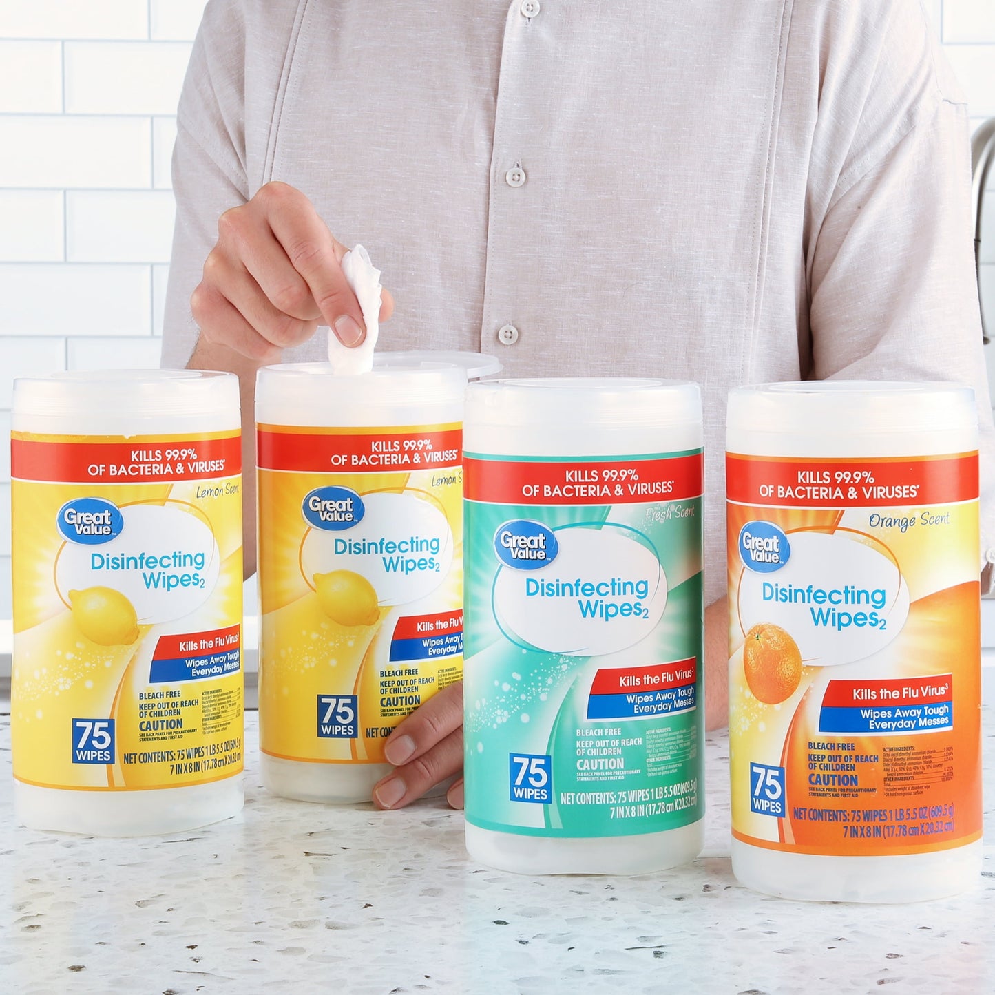 Disinfecting Wipes, 4 Pack, 300 Total Wipes