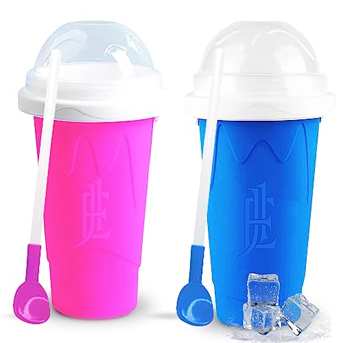 Silicone Slushie Maker Cup - Reusable - Frozen Magic, Cool Gadgets - DIY Ecofriendly Slushy Cup for Refreshing Cool Stuff, 10.1oz - Blue