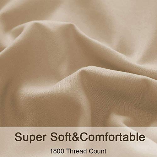 Bed Sheet Set Super Soft Microfiber 1800 Thread Count Luxury Egyptian Sheets 16-Inch Deep Pocket Wrinkle -4 Piece(Queen Dark Grey)