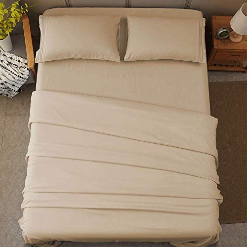 Bed Sheet Set Super Soft Microfiber 1800 Thread Count Luxury Egyptian Sheets 16-Inch Deep Pocket Wrinkle -4 Piece(Queen Dark Grey)