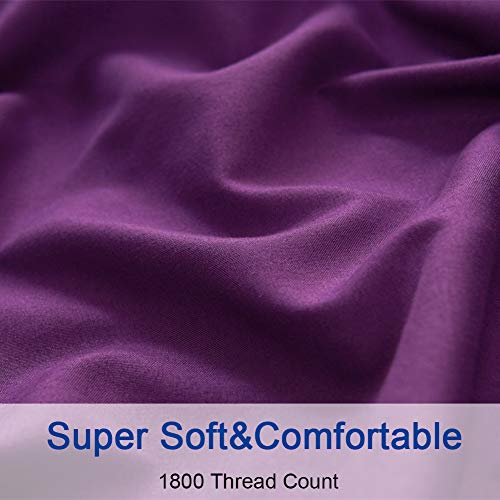 Bed Sheet Set Super Soft Microfiber 1800 Thread Count Luxury Egyptian Sheets 16-Inch Deep Pocket Wrinkle -4 Piece(Queen Dark Grey)
