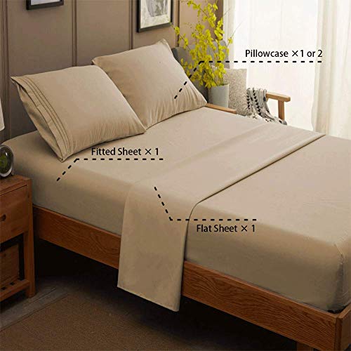 Bed Sheet Set Super Soft Microfiber 1800 Thread Count Luxury Egyptian Sheets 16-Inch Deep Pocket Wrinkle -4 Piece(Queen Dark Grey)