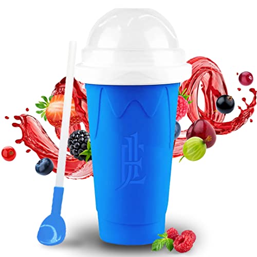 Silicone Slushie Maker Cup - Reusable - Frozen Magic, Cool Gadgets - DIY Ecofriendly Slushy Cup for Refreshing Cool Stuff, 10.1oz - Blue