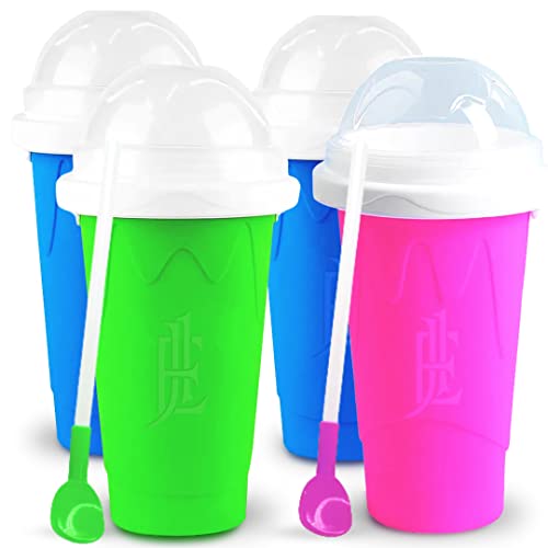 Silicone Slushie Maker Cup - Reusable - Frozen Magic, Cool Gadgets - DIY Ecofriendly Slushy Cup for Refreshing Cool Stuff, 10.1oz - Blue