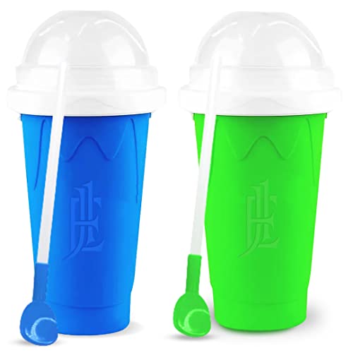 Silicone Slushie Maker Cup - Reusable - Frozen Magic, Cool Gadgets - DIY Ecofriendly Slushy Cup for Refreshing Cool Stuff, 10.1oz - Blue