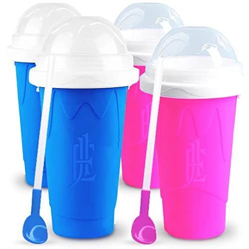 Silicone Slushie Maker Cup - Reusable - Frozen Magic, Cool Gadgets - DIY Ecofriendly Slushy Cup for Refreshing Cool Stuff, 10.1oz - Blue