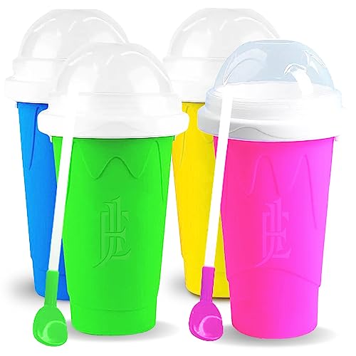 Silicone Slushie Maker Cup - Reusable - Frozen Magic, Cool Gadgets - DIY Ecofriendly Slushy Cup for Refreshing Cool Stuff, 10.1oz - Blue