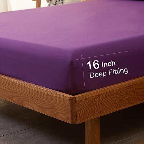 Bed Sheet Set Super Soft Microfiber 1800 Thread Count Luxury Egyptian Sheets 16-Inch Deep Pocket Wrinkle -4 Piece(Queen Dark Grey)