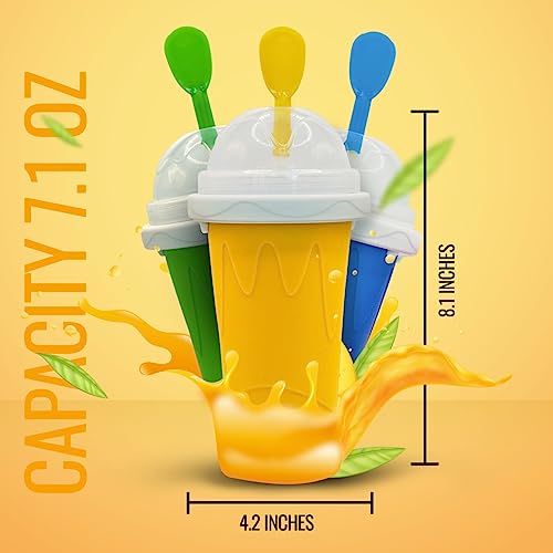Silicone Slushie Maker Cup - Reusable - Frozen Magic, Cool Gadgets - DIY Ecofriendly Slushy Cup for Refreshing Cool Stuff, 10.1oz - Blue
