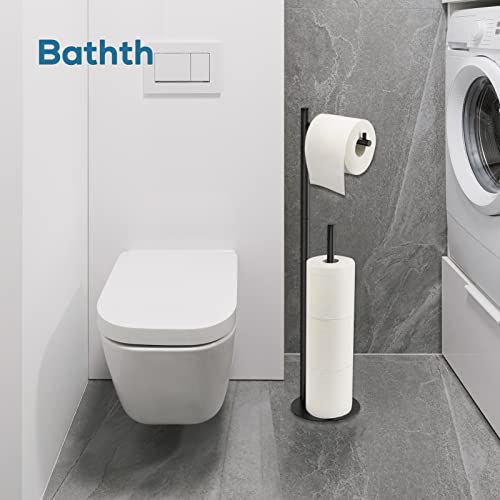 Toilet Paper Holder Stand, Toilet Paper Stand Brushed Nickel, Free Standing Toilet Paper Holder, Toilet Paper Holder with Storage by Bathth