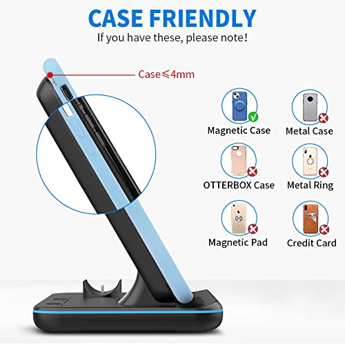 Wireless Charger 3 in 1, 15W Fast Charging Station