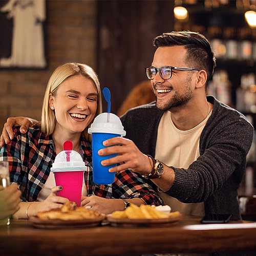 Silicone Slushie Maker Cup - Reusable - Frozen Magic, Cool Gadgets - DIY Ecofriendly Slushy Cup for Refreshing Cool Stuff, 10.1oz - Blue
