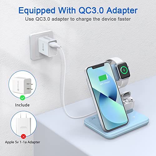 Wireless Charger 3 in 1, 15W Fast Charging Station