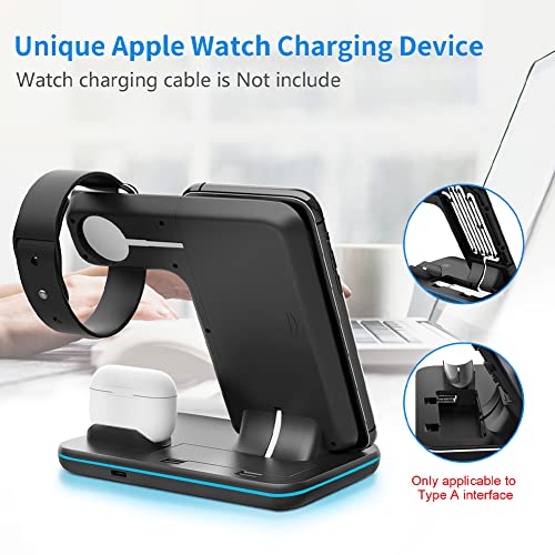 Wireless Charger 3 in 1, 15W Fast Charging Station