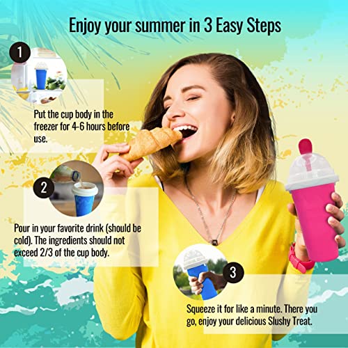 Silicone Slushie Maker Cup - Reusable - Frozen Magic, Cool Gadgets - DIY Ecofriendly Slushy Cup for Refreshing Cool Stuff, 10.1oz - Blue