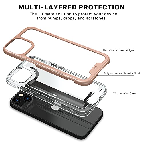 Iphone Case with Tempered Glass Compatible with Apple iPhone 13 Pro (6.1) - Rose Gold