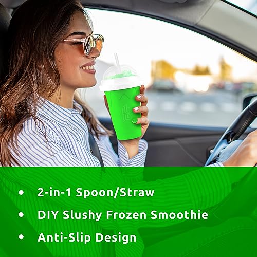 Silicone Slushie Maker Cup - Reusable - Frozen Magic, Cool Gadgets - DIY Ecofriendly Slushy Cup for Refreshing Cool Stuff, 10.1oz - Blue
