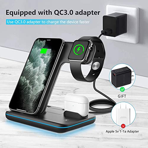 Wireless Charger 3 in 1, 15W Fast Charging Station