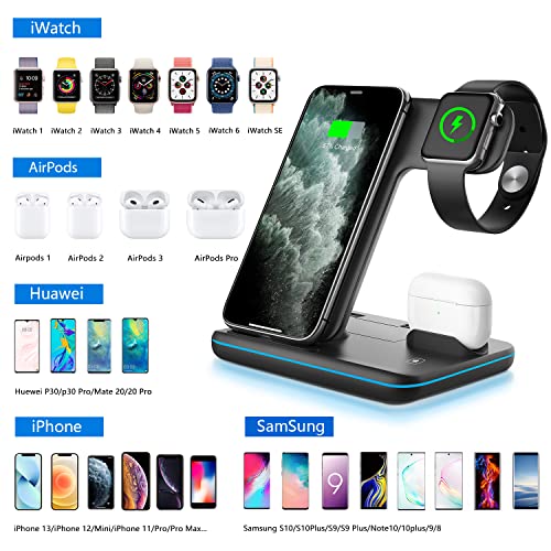 Wireless Charger 3 in 1, 15W Fast Charging Station