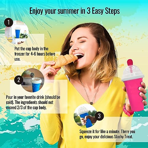Silicone Slushie Maker Cup - Reusable - Frozen Magic, Cool Gadgets - DIY Ecofriendly Slushy Cup for Refreshing Cool Stuff, 10.1oz - Blue