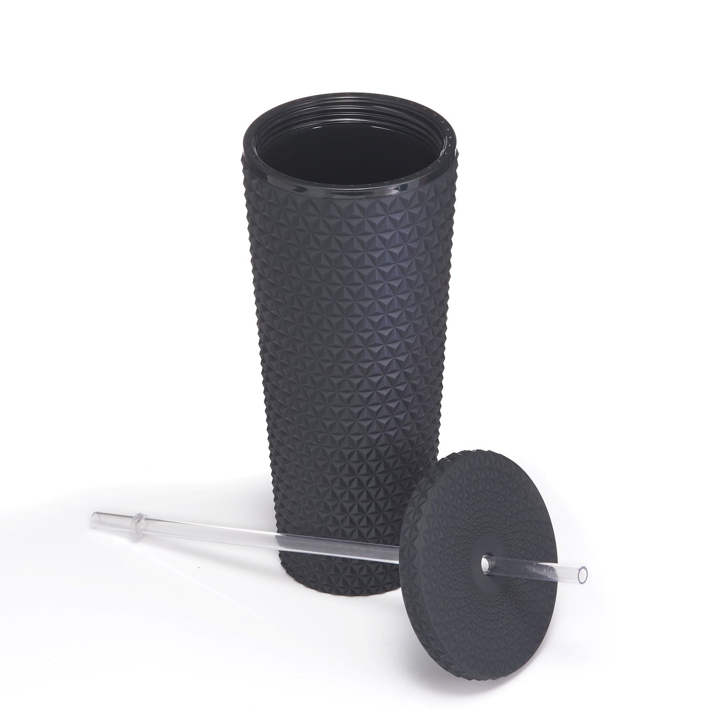 26oz Double Wall AS Plastic Textured Tumbler Rich Black