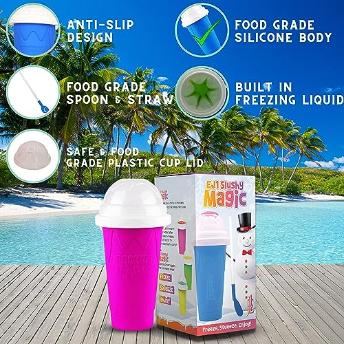 Silicone Slushie Maker Cup - Reusable - Frozen Magic, Cool Gadgets - DIY Ecofriendly Slushy Cup for Refreshing Cool Stuff, 10.1oz - Blue