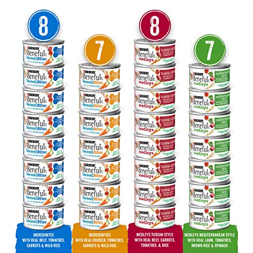 Purina Beneful Small Breed Wet Dog Food Variety Pack, IncrediBites with Real Beef, Chicken or Salmon - Cans