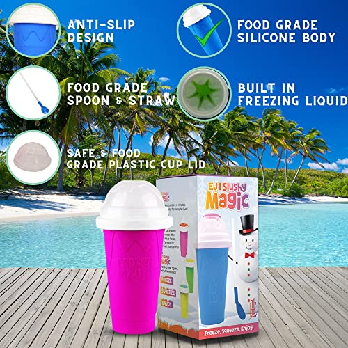 Silicone Slushie Maker Cup - Reusable - Frozen Magic, Cool Gadgets - DIY Ecofriendly Slushy Cup for Refreshing Cool Stuff, 10.1oz - Blue