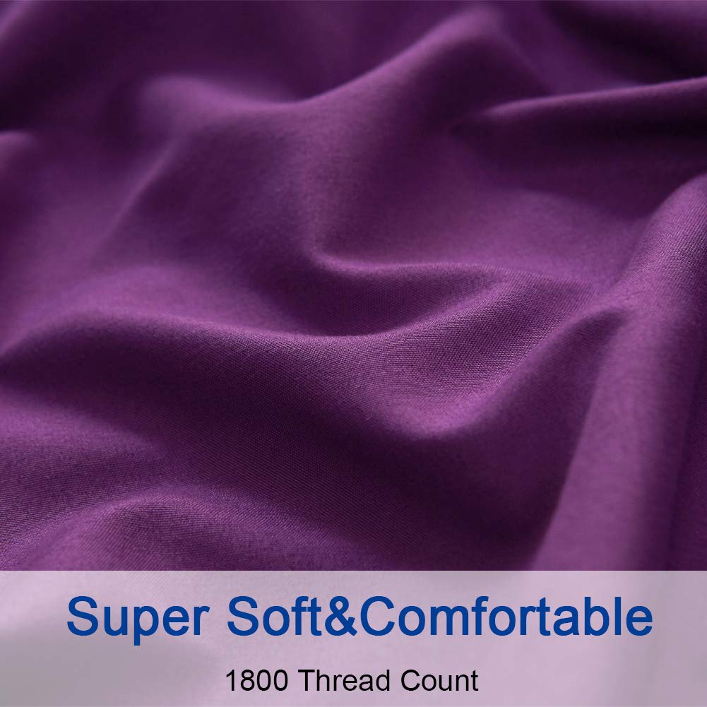 Bed Sheet Set Super Soft Microfiber 1800 Thread Count Luxury Egyptian Sheets 16-Inch Deep Pocket Wrinkle -4 Piece(Queen Dark Grey)