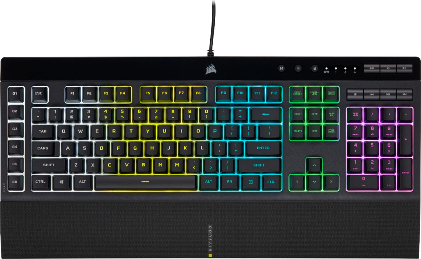 CORSAIR - K55 RGB Pro Full-size Wired Dome Membrane Gaming Keyboard with...