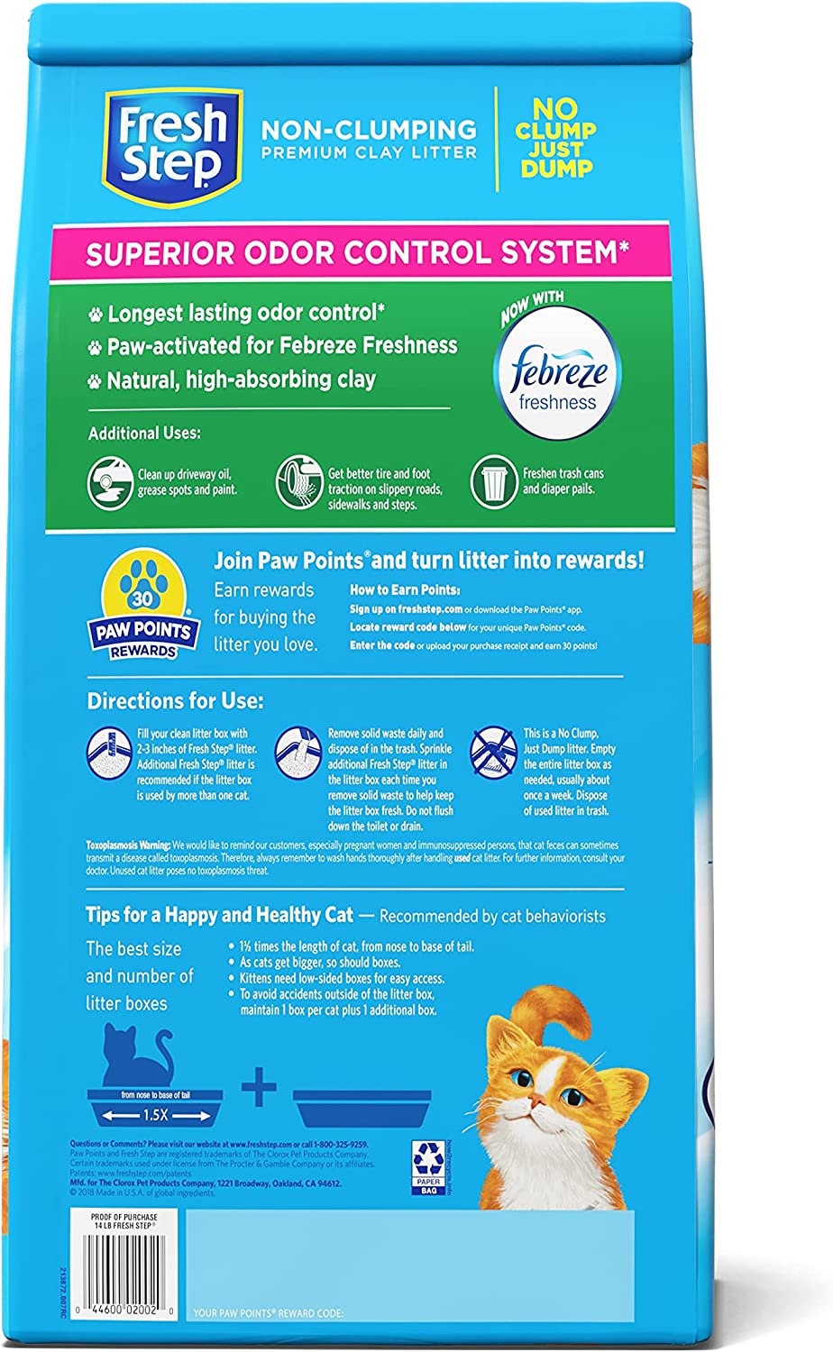 Fresh Step Non-Clumping Premium Cat Litter with Febreze Freshness, Scented,...