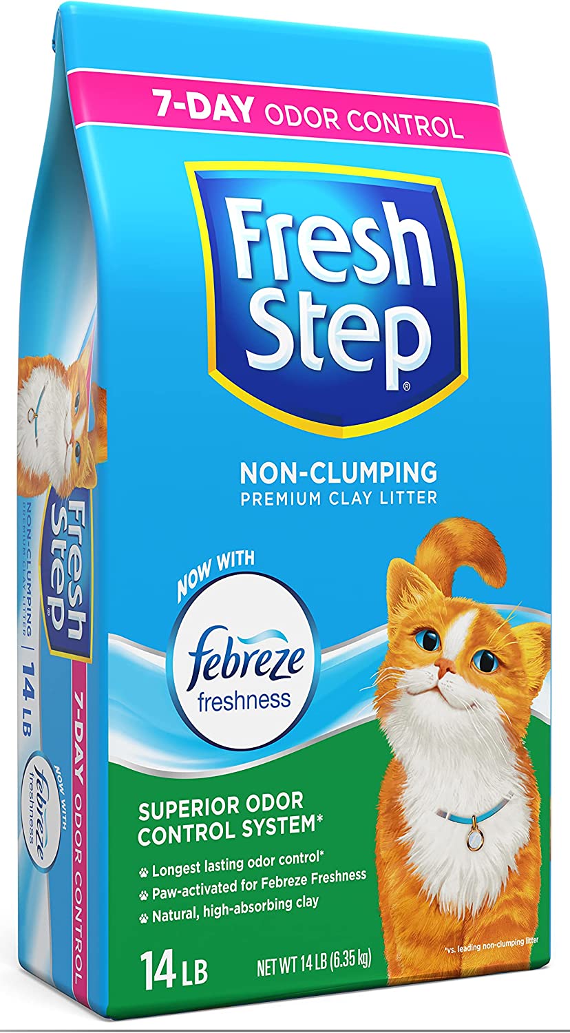 Fresh Step Non-Clumping Premium Cat Litter with Febreze Freshness, Scented,...