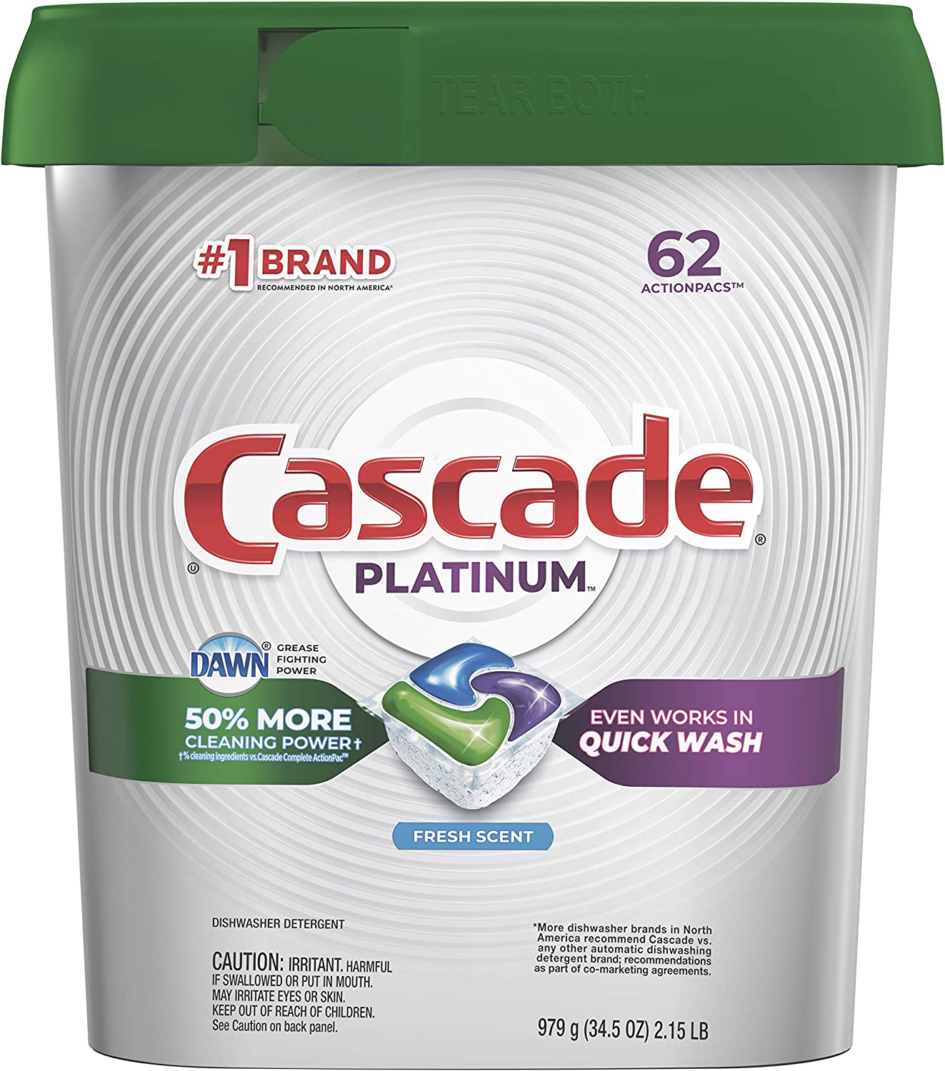 Cascade Platinum Dishwasher Pods, Actionpacs Detergent with...