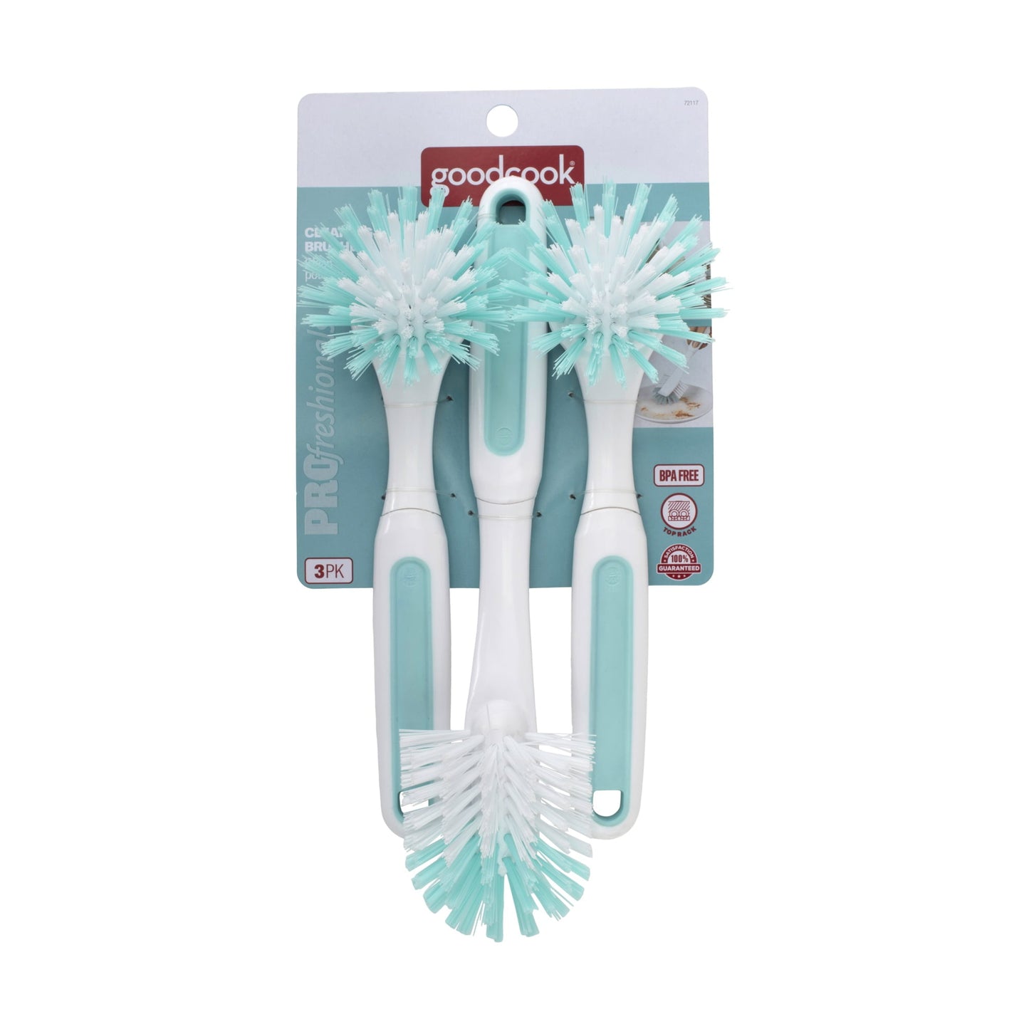 3-Piece BPA-Free Kitchen Dish Brush Set, Teal