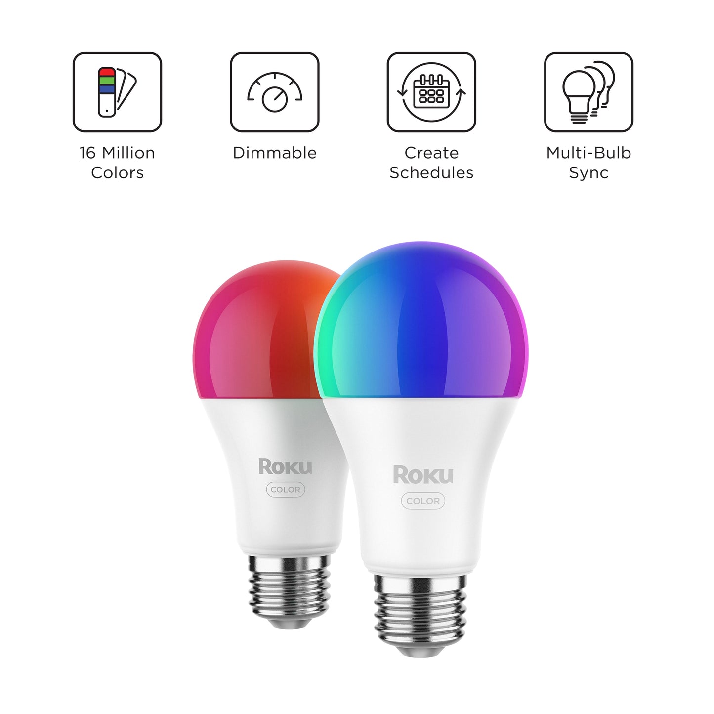 Roku Smart Home Smart Bulb SE (Color) 2-Pack with 16 Million Color Options, 12 Watts