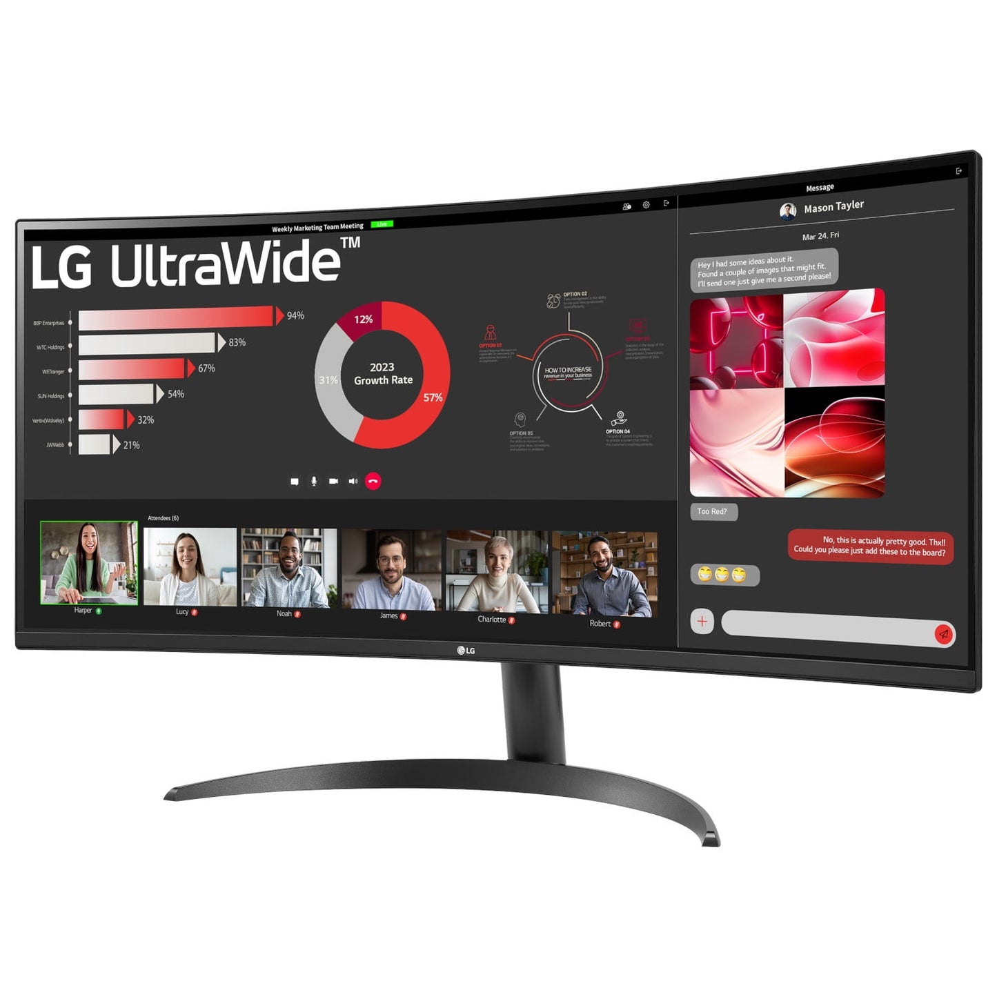 LG 34" Curved UltraWide WQHD HDR 10 100Hz Monitor, Black, 34WR50QK-B