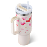 40 Oz Tumbler With Handle Straw Insulated, Stainless Steel Spill Proof Vacuum Coffee Cup Tumbler