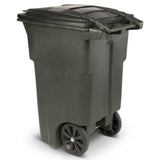 Toter's 64 gallon black garbage can with wheels and lid