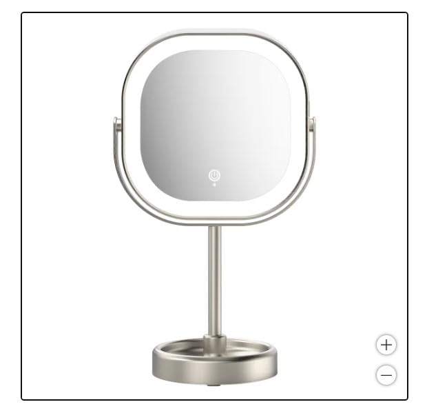LED Vanity Mirror with Stand, Double-Sided 1x/10x Magnification, 3 Light Settings