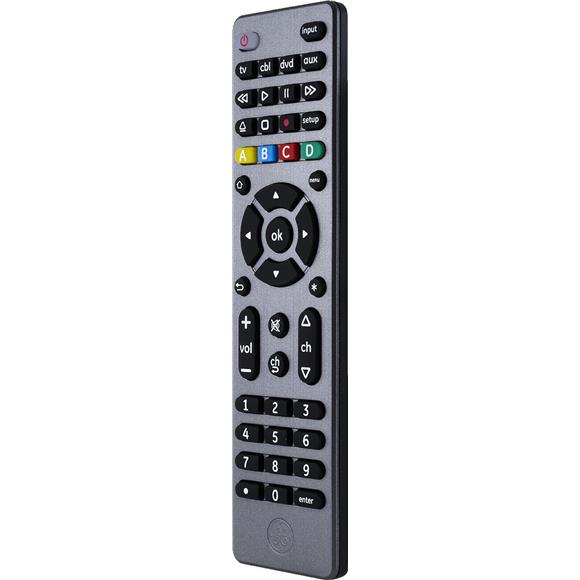 GE 4-Device Universal TV Remote Control in Brushed Graphite, 33711