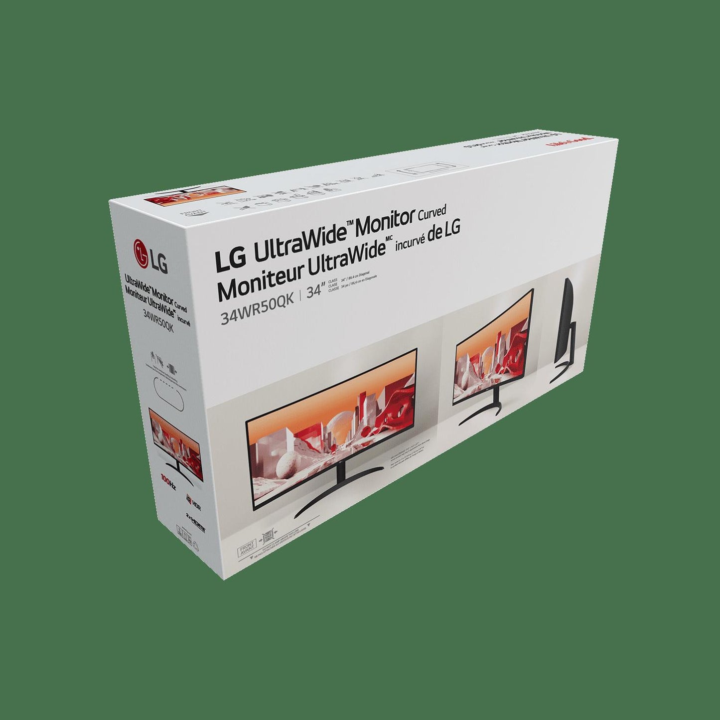 LG 34" Curved UltraWide WQHD HDR 10 100Hz Monitor, Black, 34WR50QK-B