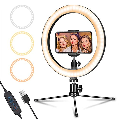 Makeup LED Ring Light 10" with Tripod Stand & Phone Holder