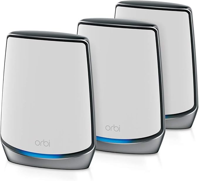 NETGEAR Orbi Whole Home Tri-Band WiFi 6 Mesh Network System (RBK853) – Router with 2 Satellite Extenders, Security Features, Coverage Up to 7,500 Square Feet, 100 Devices, AX6000 (Up to 6Gbps)
