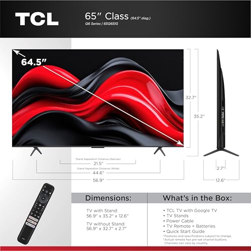 TCL 65-Inch Q65 QLED 4K UHD Smart TV with Google TV