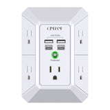 Power Strip Multi Plug Adapter Spaced for Home Travel Office Wall Charger-Surge Protector