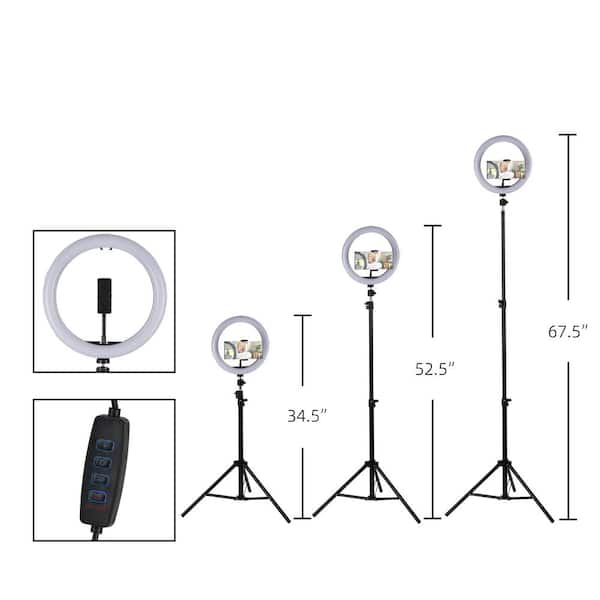 PhoNecessity LED Selfie Ring Light Tripod with Adjustable Height and Smart Phone Holder
