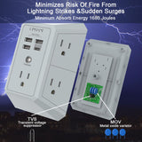 Power Strip Multi Plug Adapter Spaced for Home Travel Office Wall Charger-Surge Protector