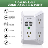 Power Strip Multi Plug Adapter Spaced for Home Travel Office Wall Charger-Surge Protector