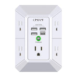 Power Strip Multi Plug Adapter Spaced for Home Travel Office Wall Charger-Surge Protector