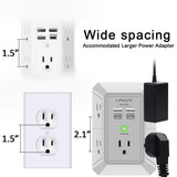 Power Strip Multi Plug Adapter Spaced for Home Travel Office Wall Charger-Surge Protector